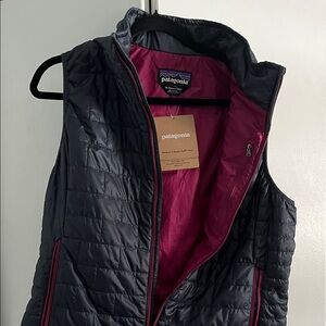 Patagonia Black Vest with Pink Interior